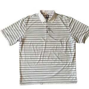 FOOTJOY Men's Blue White Striped Polo Shirt Size XXL